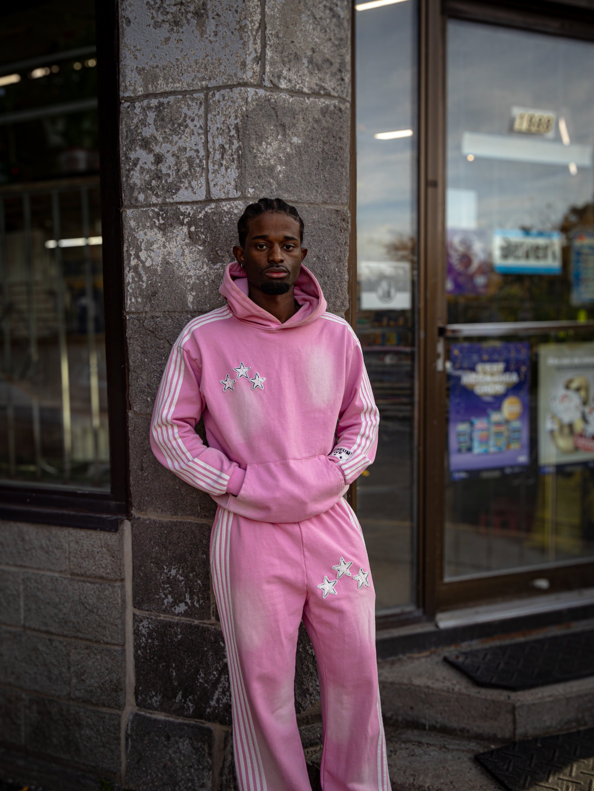 3 stars pink hoodie